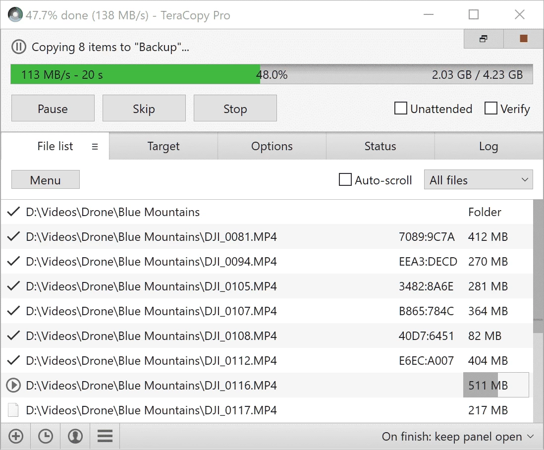 TeraCopy — tangkapan layar 4